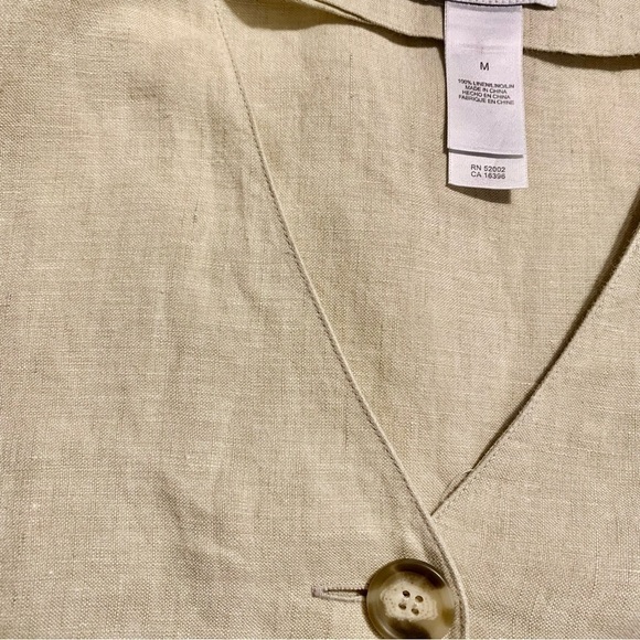 Liz Claiborne Linen Blazer Medium LizSport Taupe Button-Up Jacket Frayed Hem - Picture 9 of 16